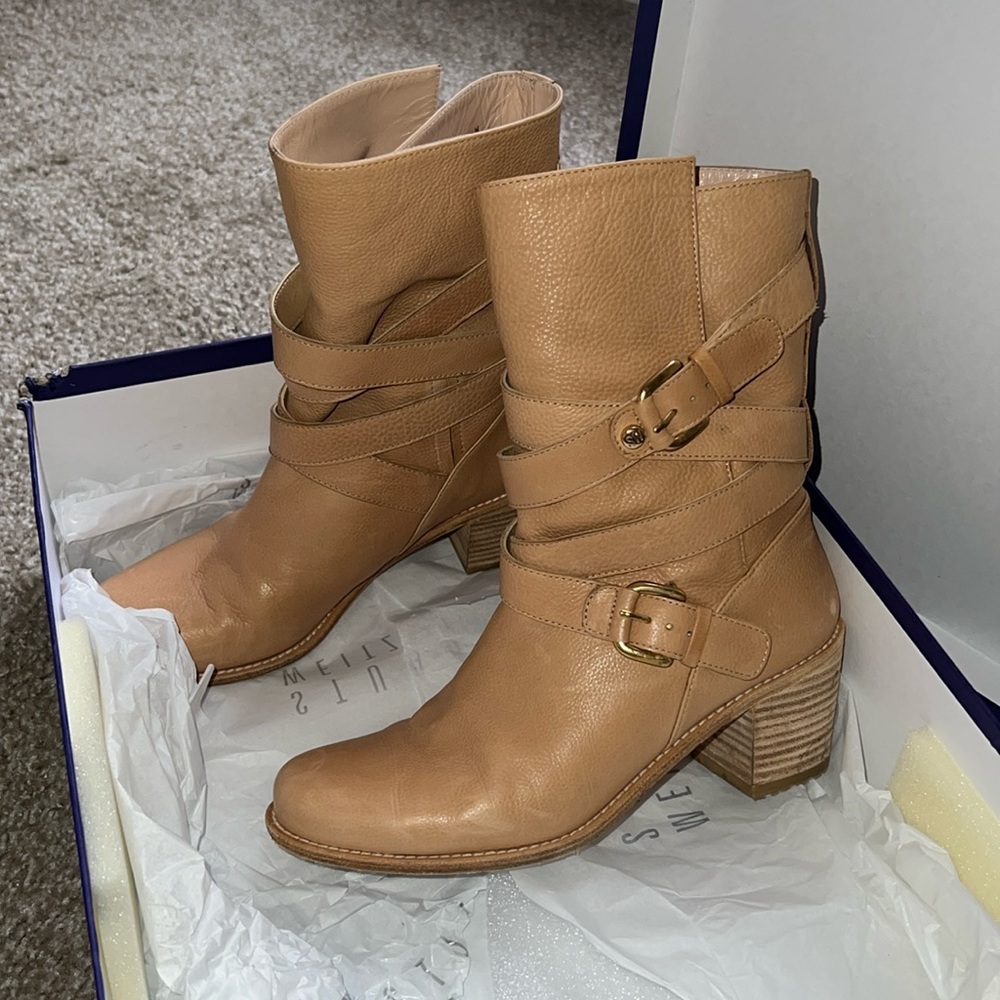Stuart Weitzman Dallas Boots in Pecan Calf Leather - Size 6